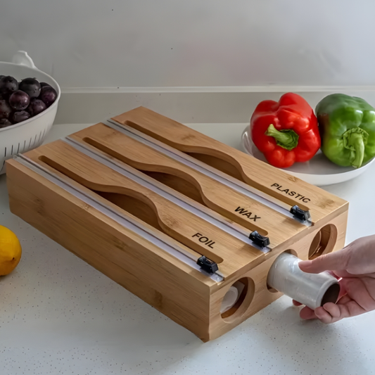 3in1 Wall-Mounted Bamboo Wrap Cutter & Holder