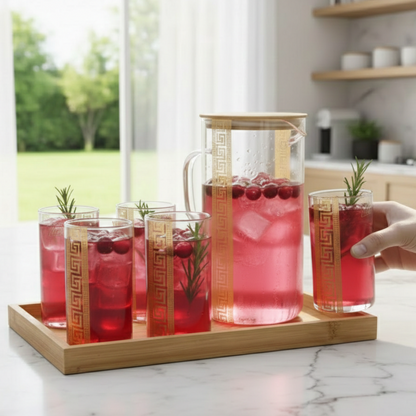 GoldLine Patterned 8-Pcs Glass Beverage Set