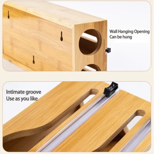 3in1 Wall-Mounted Bamboo Wrap Cutter & Holder