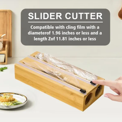 3in1 Wall-Mounted Bamboo Wrap Cutter & Holder