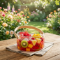 Elegant Glass Serving Bowl with Wood Handle