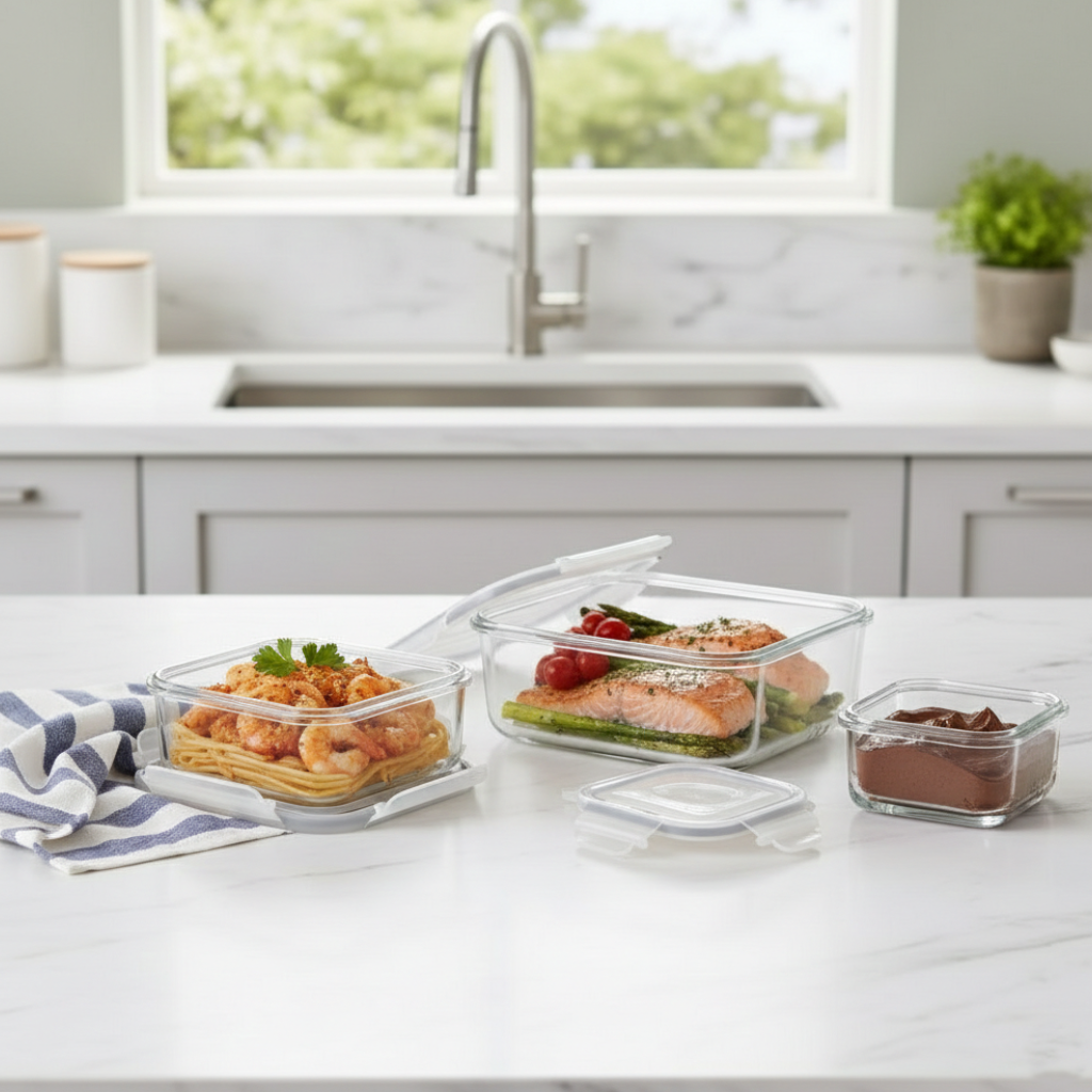 3‑Pcs Premium Square Glass Storage Set with Lids