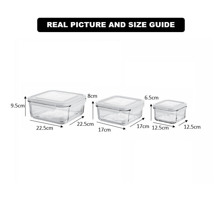 3‑Pcs Premium Square Glass Storage Set with Lids