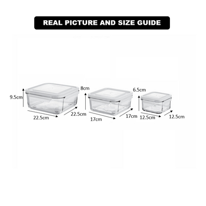 3‑Pcs Premium Square Glass Storage Set with Lids