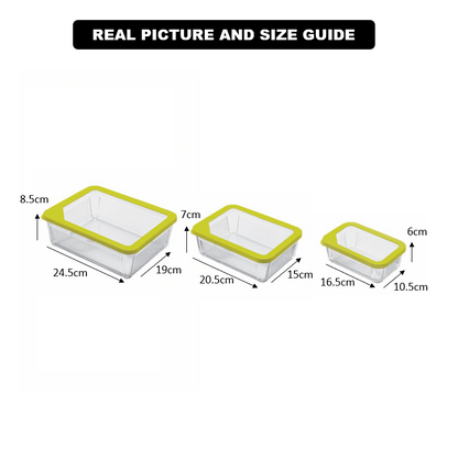 3-Pcs Unbreakable Glass Container Set