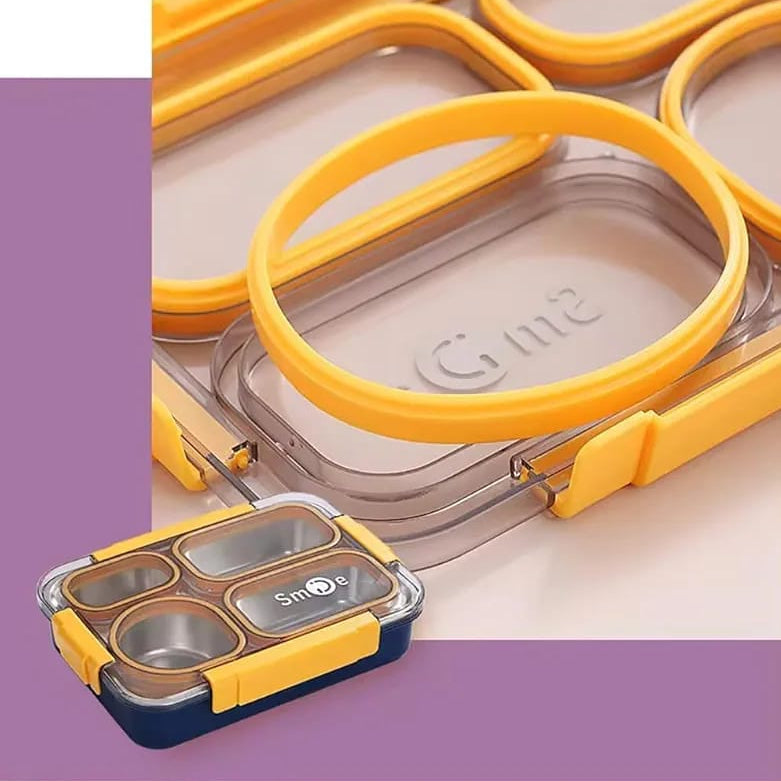 Spill-Free Partition Seal Stainless Steel Bento – With Pair of Tableware & Sauce Bowl