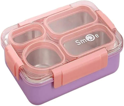 Spill-Free Partition Seal Stainless Steel Bento – With Pair of Tableware & Sauce Bowl