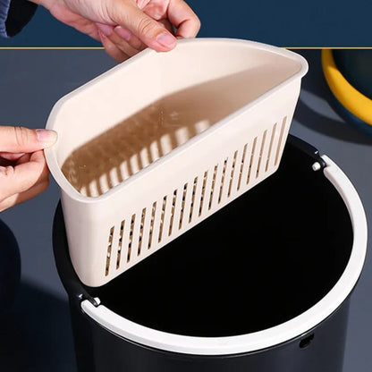 SmartStep Bin – Pedal-Operated Trash Can with Draining Drawer & Detachable Basket