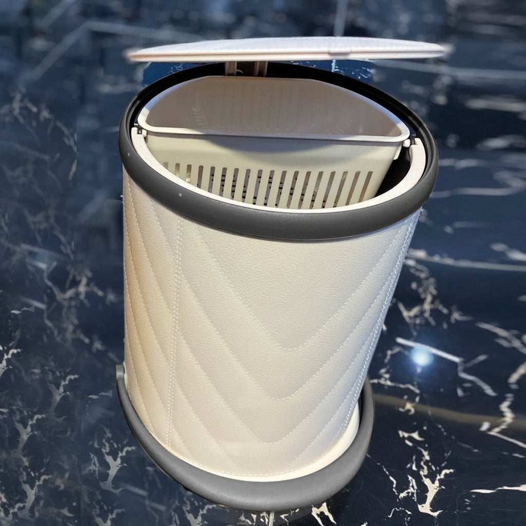 SmartStep Bin – Pedal-Operated Trash Can with Draining Drawer & Detachable Basket